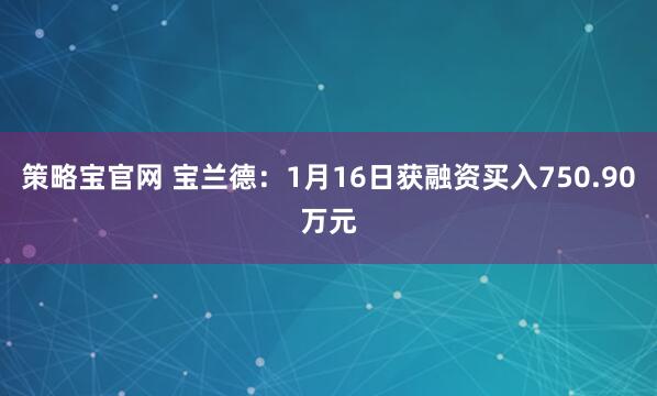 策略宝官网 宝兰德：1月16日获融资买入750.90万元
